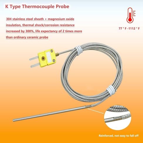 TCE-K02H3-100 K Probe thermocouple probe للفرن K نوع حرارة درجة حرارة درجة حرارة درجة حرارة عالية-77 درجة فهرنهايت إلى 1112 درجة فهرنهايت in Saudi Arabia