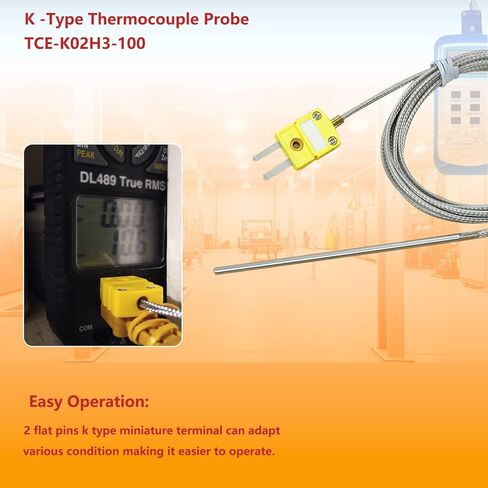 TCE-K02H3-100 K Probe thermocouple probe للفرن K نوع حرارة درجة حرارة درجة حرارة درجة حرارة عالية-77 درجة فهرنهايت إلى 1112 درجة فهرنهايت in Saudi Arabia