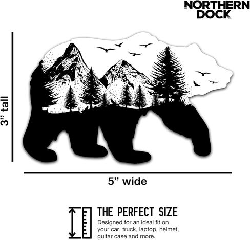 Bear Decal Vinyl Black and White Bear Mountain Bumper Sticker (5" Wide) in Kuwait