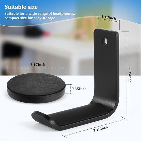 حامل سماعة الرأس المغناطيسي ، خطافات سماعات الرأس من الألومنيوم ، شماعات سماعة الرأس للمكتب والطاولة ، حامل تركيب سماعات الرأس مع وسادة مطاطية ، متوافقة مع جميع سماعات الكمبيوتر/الألعاب (أسود) in Kuwait