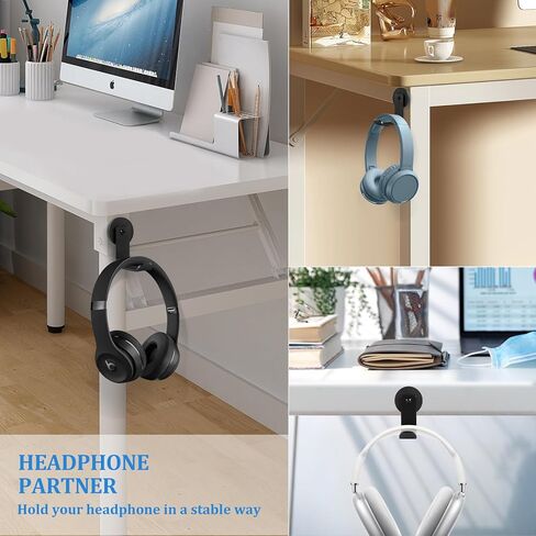 حامل سماعة الرأس المغناطيسي ، خطافات سماعات الرأس من الألومنيوم ، شماعات سماعة الرأس للمكتب والطاولة ، حامل تركيب سماعات الرأس مع وسادة مطاطية ، متوافقة مع جميع سماعات الكمبيوتر/الألعاب (أسود) in Kuwait