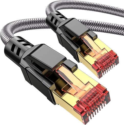 كابل Cat 8 Ethernet 15 قدمًا ، 40 جيجابت في الثانية 2000 ميجا هرتز عالية السرعة Gigabit LAN ، كابلات الإنترنت ، RJ45 CATPLAY CORD CORD ROUND S/FTP Cable ، للمنزل الذكي ، المكتب ، الألعاب ، المودم ، جهاز التوجيه in Saudi Arabia