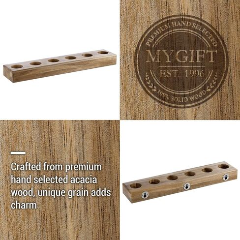 MyGift Premium Solid Acacia Wood Wall Mounted Billiard Cue Stick Rack, Rustic Wooden Pool Hall Accessories Holder Shelf, Billiards Parlor Hanger for 6 Cues in Saudi Arabia