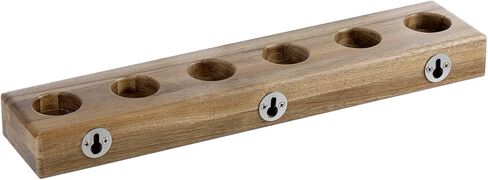 MyGift Premium Solid Acacia Wood Wall Mounted Billiard Cue Stick Rack, Rustic Wooden Pool Hall Accessories Holder Shelf, Billiards Parlor Hanger for 6 Cues in Saudi Arabia