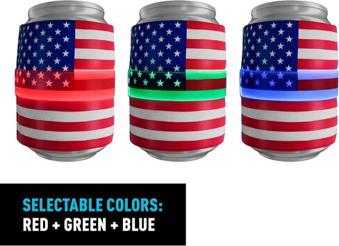 Nite Ize SlapLit Rechargeable LED Drink Wrap - Patriotic Can Wrap for Beer, Soda & More - Multiple Lighting Features - Weather-Resistant Drink Holder to Keep Cans Cold - USA, Disc-O Select in Saudi Arabia