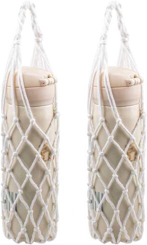 Teensery 2 PCS Macrame Gater Bottle Carrier Cotton Cotton Rope Crochet Bage Bag Boho Bottle Botte Bag Bag Bagge Mater Mater Toking Camping Cycling (White) in Saudi Arabia