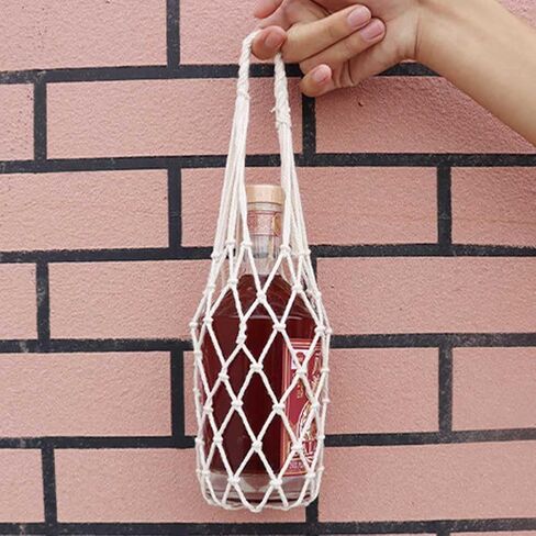 Teensery 2 PCS Macrame Gater Bottle Carrier Cotton Cotton Rope Crochet Bage Bag Boho Bottle Botte Bag Bag Bagge Mater Mater Toking Camping Cycling (White) in Saudi Arabia
