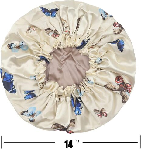 100% Mulberry Silk Lined Bonnet Adjustable Satin Sleep Cap 19 Momme Silk Bonnet for Women Curly,Long Hair Care in Saudi Arabia