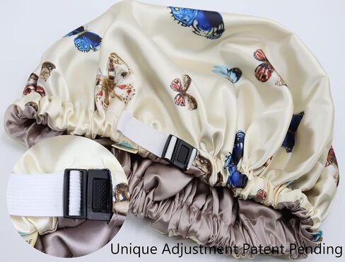 100% Mulberry Silk Lined Bonnet Adjustable Satin Sleep Cap 19 Momme Silk Bonnet for Women Curly,Long Hair Care in Saudi Arabia