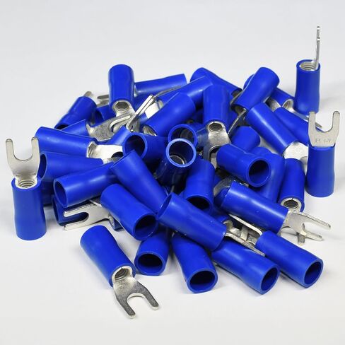 50PCS 6 AWG 1/4" M6 Insulated Fork Crimp Connector 88A 600V UL cUL for Electrical Terminals (50, 1/4") in Saudi Arabia