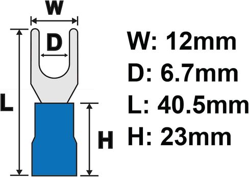 50PCS 6 AWG 1/4" M6 Insulated Fork Crimp Connector 88A 600V UL cUL for Electrical Terminals (50, 1/4") in Saudi Arabia
