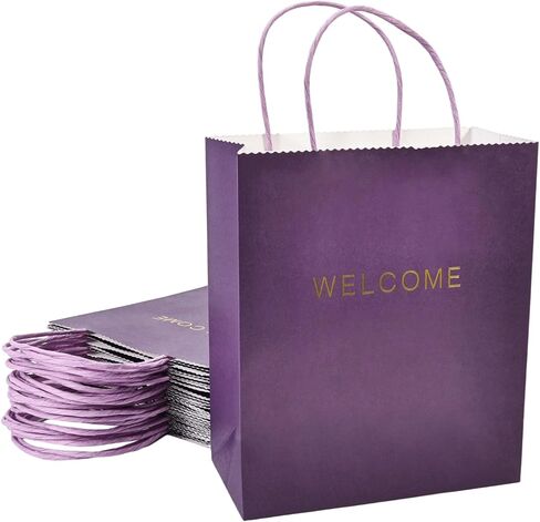 driew Welcome Bags 50 Pack, 7.9 x 3.7x 9.4'' Black Welcome Gift Bags Paper Bags with Handles Black Gift Bags for Retail, Wedding,Party, Shopping in Saudi Arabia