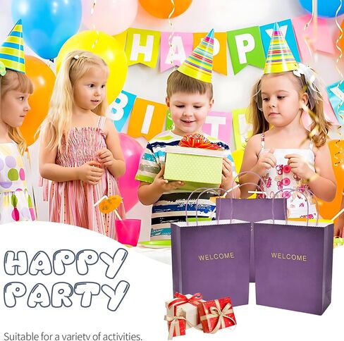 driew Welcome Bags 50 Pack, 7.9 x 3.7x 9.4'' Black Welcome Gift Bags Paper Bags with Handles Black Gift Bags for Retail, Wedding,Party, Shopping in Saudi Arabia
