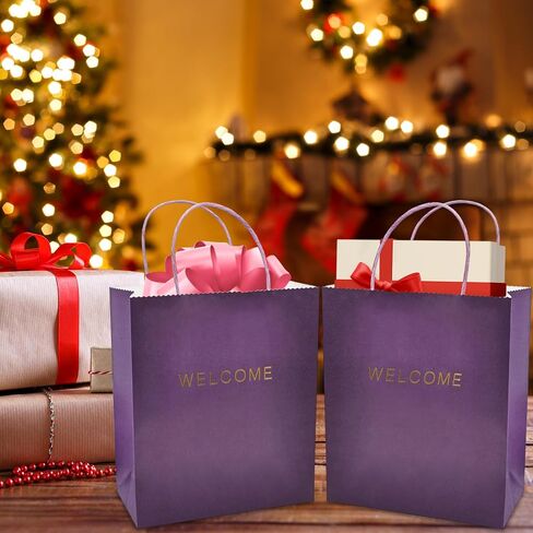 driew Welcome Bags 50 Pack, 7.9 x 3.7x 9.4'' Black Welcome Gift Bags Paper Bags with Handles Black Gift Bags for Retail, Wedding,Party, Shopping in Saudi Arabia