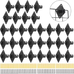 Kokone Gridwall Mount Brackets 32 Pcs Grid Wall Mount Bracket with Screws for Gridwalls, Slatgrids, Grid Panels Black Metal Grid Wall Panels Bracket Garage,Home in Saudi Arabia