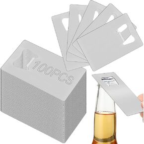 Nuogo 100 PCS الفولاذ المقاوم للصدأ فتحات الزجاجة فتحات البطاقة المعدنية بالبيرة الفتحات العريس العريس محفظة فتحة زجاجة لحفل الزفاف وصيفات الشرف هدايا (أسود) in Kuwait