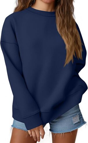 Crewneck Sweatshirts Women Oversized Sweatshirts Hoodies Solid Color Sweaters Casual Tops Comfy 2025 Fall Clothes in Saudi Arabia
