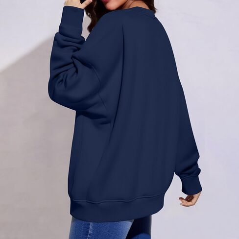 Crewneck Sweatshirts Women Oversized Sweatshirts Hoodies Solid Color Sweaters Casual Tops Comfy 2025 Fall Clothes in Saudi Arabia