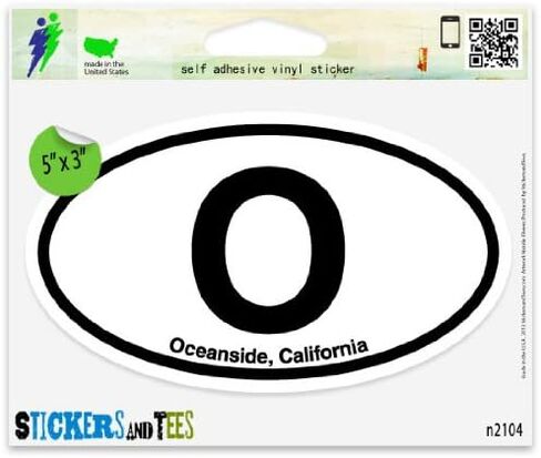 O Oceanside California Oval Car Sticker Indoor Outdoor 5 "× 3" in Saudi Arabia