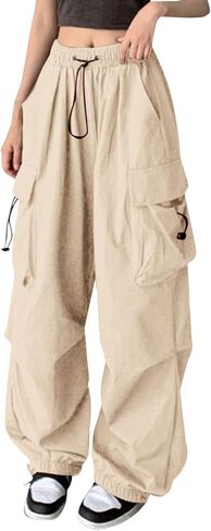 Cargo Pants for Women High Waist Baggy Casual Parachute Trousers Loose Fit Y2K Streetwear with Multi Pockets in Saudi Arabia