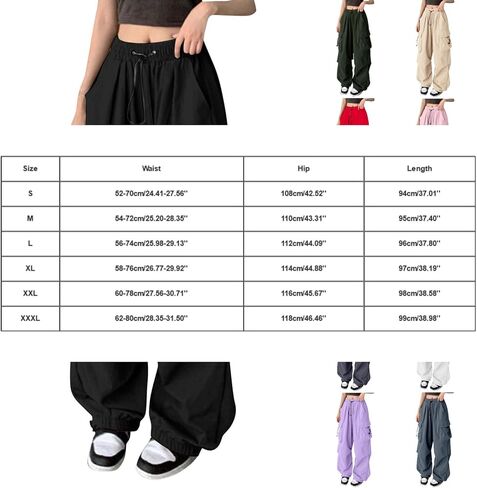 Cargo Pants for Women High Waist Baggy Casual Parachute Trousers Loose Fit Y2K Streetwear with Multi Pockets in Saudi Arabia