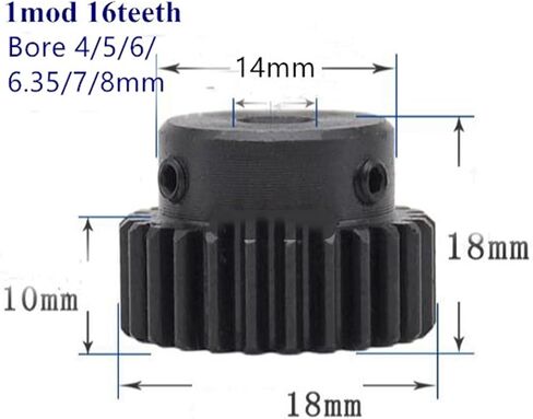 Machinery Industrial Pinion Gear 3pcs 1M 16teeth Pinion + 3pcs 1Mod 1 Modulus High Precision Gear Rack Steel 10 * 10 * 1000mm(8mm) in Kuwait