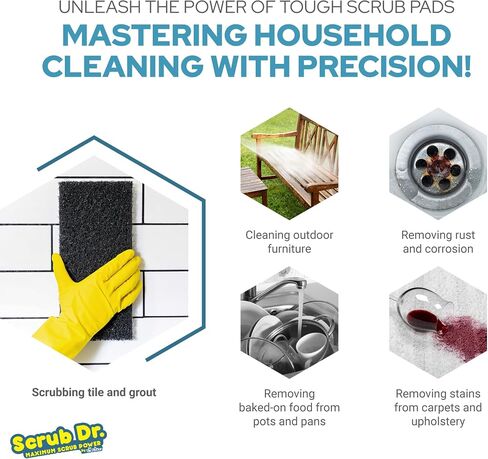 وسادة فرك Multipurpose Tile Doctor - مثالية للحمام ، تنظيف المطبخ والأرضيات - اسفنجة الطبق غير الخشبية ومبرر دش - غير كاشط - (أبيض - واجب الضوء ، 6 حزمة) in Saudi Arabia