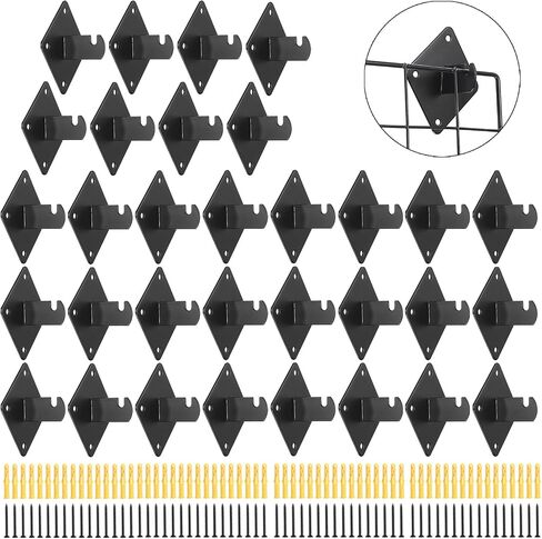 Kokone Gridwall Mount Brackets 32 Pcs Grid Wall Mount Bracket with Screws for Gridwalls, Slatgrids, Grid Panels Black Metal Grid Wall Panels Bracket Garage,Home in Saudi Arabia