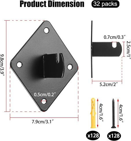 Kokone Gridwall Mount Brackets 32 Pcs Grid Wall Mount Bracket with Screws for Gridwalls, Slatgrids, Grid Panels Black Metal Grid Wall Panels Bracket Garage,Home in Saudi Arabia