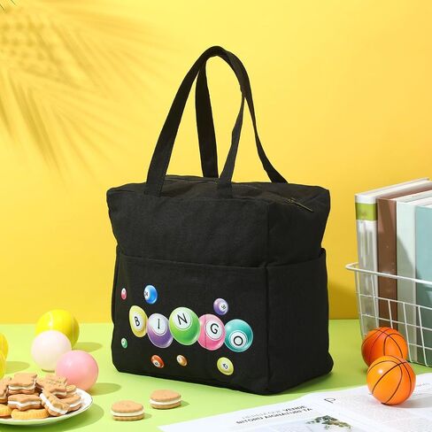 حقائب Windyun Black Bingo Dauber مع 10 جيوب ومقبض بسحاب Bingo Tote Bag ملحقات Bingo in Saudi Arabia