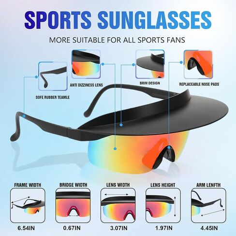 Wide Hat Brimmed cycling sunglasses, Sport Running Sunglasses Women Men Teens Cycling Sun Glasses in Saudi Arabia