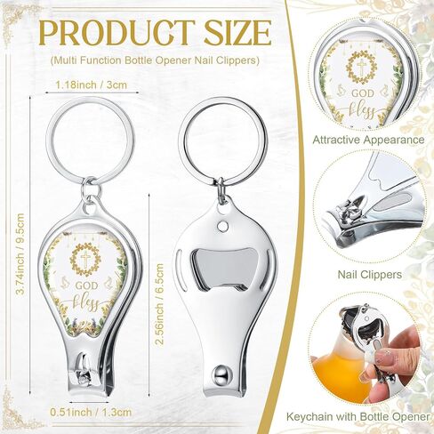Vesici 50 Sets Baptism Party Favors for Guests Bottle Opener Keychains with Nail Clippers Gift Cards for Christening Souvenirs in Saudi Arabia