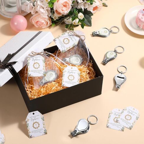 Vesici 50 Sets Baptism Party Favors for Guests Bottle Opener Keychains with Nail Clippers Gift Cards for Christening Souvenirs in Saudi Arabia