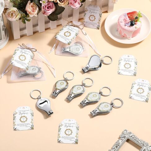 Vesici 50 Sets Baptism Party Favors for Guests Bottle Opener Keychains with Nail Clippers Gift Cards for Christening Souvenirs in Saudi Arabia