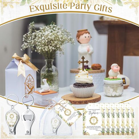 Vesici 50 Sets Baptism Party Favors for Guests Bottle Opener Keychains with Nail Clippers Gift Cards for Christening Souvenirs in Saudi Arabia