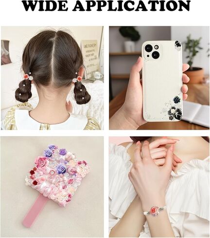 BEEFLIYNG 1 PACK Random Mixed 3D Resin ABS Colorful Rose Flower Butterfly Bow Charm Pearl Bead Acrylic Floral Decor Cabochons for Bracelet Earring Necklace Phone Case Craft DIY Jewelry Making in Kuwait