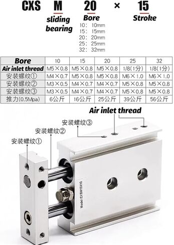 1PCS نوع CXSM Dual Rod Cylinder Cylinder CXSM10 CXSM15 CXSM20 CXSM25 CXSM32 محور مزدوج قضيب مزدوج الأسطوانة (ST 100 مم ، CXSM32) in Kuwait