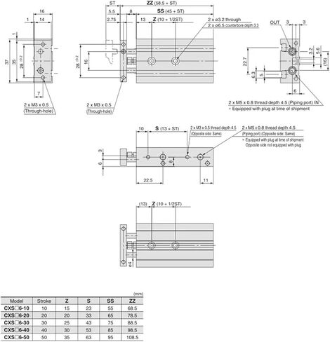 1PCS نوع CXSM Dual Rod Cylinder Cylinder CXSM10 CXSM15 CXSM20 CXSM25 CXSM32 محور مزدوج قضيب مزدوج الأسطوانة (ST 100 مم ، CXSM32) in Kuwait