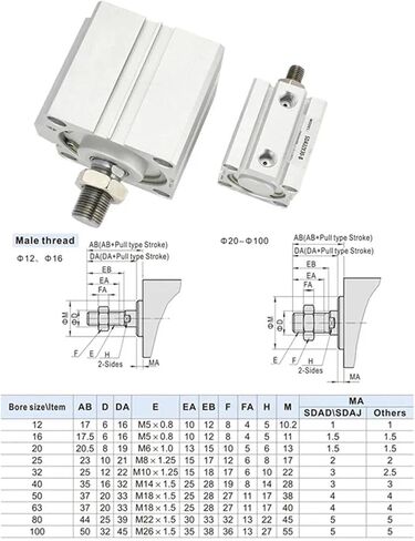 1pcs SDA80-5x10-15-20-25-30-35-40-50-SB Small Square Thin Pneumatic Air Compact Cylinder Outer Teeth(SDA80x35-B) in Kuwait