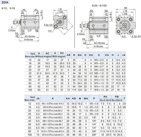1pcs SDA80-5x10-15-20-25-30-35-40-50-SB Small Square Thin Pneumatic Air Compact Cylinder Outer Teeth(SDA80x35-B) in Kuwait