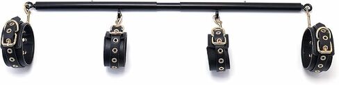 3 in 1 Heavy Duty Stainless Steel Expandable Spreader Bar with 4pcs PU Black-Gold Adjustable Straps,Workout Bar for Home Gym,Portable Detachable Pilates Kit in Saudi Arabia
