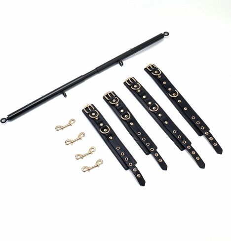3 in 1 Heavy Duty Stainless Steel Expandable Spreader Bar with 4pcs PU Black-Gold Adjustable Straps,Workout Bar for Home Gym,Portable Detachable Pilates Kit in Saudi Arabia