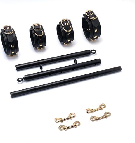 3 in 1 Heavy Duty Stainless Steel Expandable Spreader Bar with 4pcs PU Black-Gold Adjustable Straps,Workout Bar for Home Gym,Portable Detachable Pilates Kit in Saudi Arabia