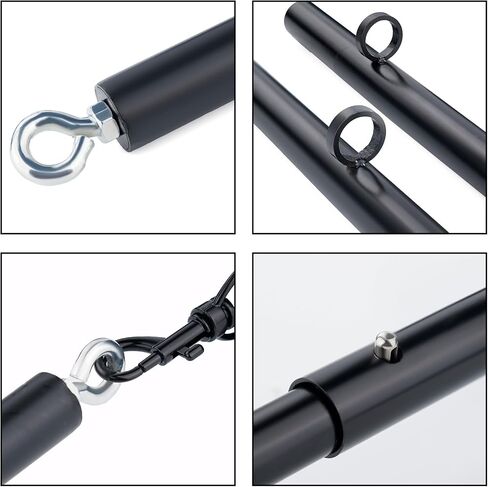 3 in 1 Heavy Duty Stainless Steel Expandable Spreader Bar with 4pcs PU Black-Gold Adjustable Straps,Workout Bar for Home Gym,Portable Detachable Pilates Kit in Saudi Arabia
