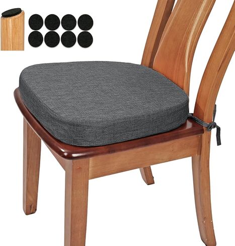 BUYUE Thickened 2.5" Friendly Woven Fabric Dining Chair Cushion, U-Shape High Density Foam Comfortable Chair Pad for Kitchen, Slip Resistant Indoor Seat Cushion (1 Piece, Dark Gray) in Saudi Arabia