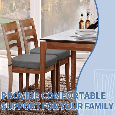 BUYUE Thickened 2.5" Friendly Woven Fabric Dining Chair Cushion, U-Shape High Density Foam Comfortable Chair Pad for Kitchen, Slip Resistant Indoor Seat Cushion (1 Piece, Dark Gray) in Saudi Arabia
