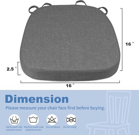 BUYUE Thickened 2.5" Friendly Woven Fabric Dining Chair Cushion, U-Shape High Density Foam Comfortable Chair Pad for Kitchen, Slip Resistant Indoor Seat Cushion (1 Piece, Dark Gray) in Saudi Arabia