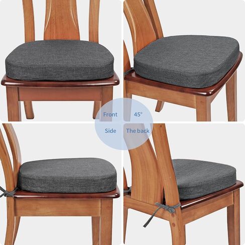 BUYUE Thickened 2.5" Friendly Woven Fabric Dining Chair Cushion, U-Shape High Density Foam Comfortable Chair Pad for Kitchen, Slip Resistant Indoor Seat Cushion (1 Piece, Dark Gray) in Saudi Arabia