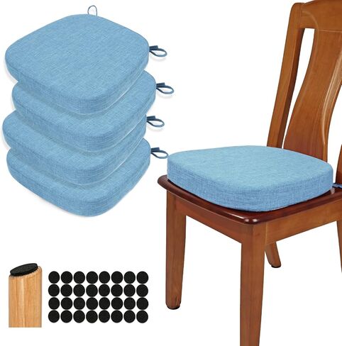 BUYUE Thickened 2.5" Friendly Woven Fabric Dining Chair Cushion, U-Shape High Density Foam Comfortable Chair Pad for Kitchen, Slip Resistant Indoor Seat Cushion (1 Piece, Dark Gray) in Saudi Arabia