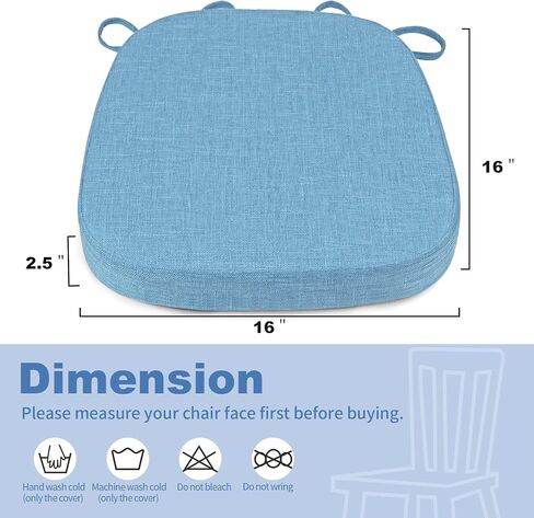 BUYUE Thickened 2.5" Friendly Woven Fabric Dining Chair Cushion, U-Shape High Density Foam Comfortable Chair Pad for Kitchen, Slip Resistant Indoor Seat Cushion (1 Piece, Dark Gray) in Saudi Arabia